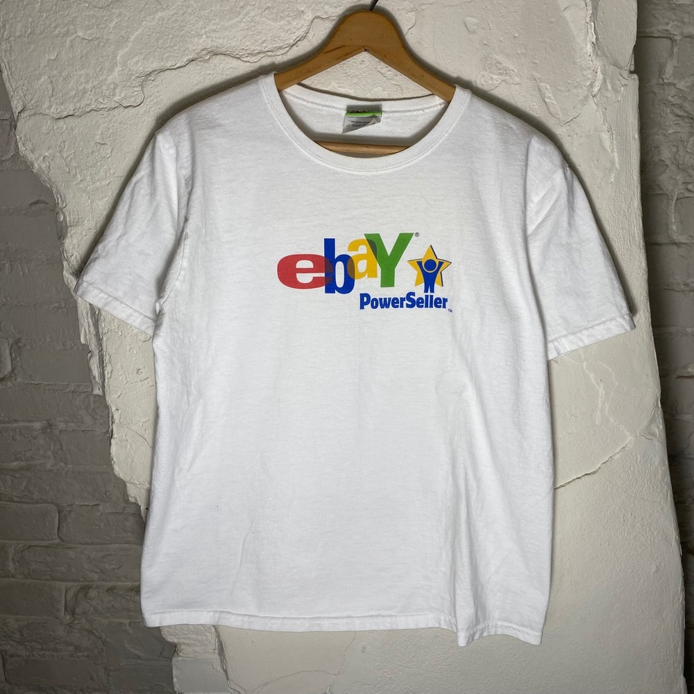 Vintage‎ eBay PowerSeller Graphic T-Shirt Mens Medium White Cotton Promo Tee